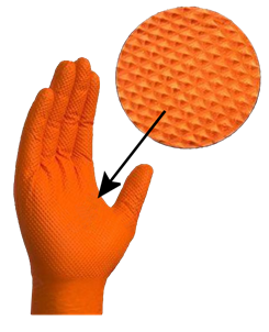 [1ST-1082XL] XL ORANGE TEXTURED NITRILE GLOVES