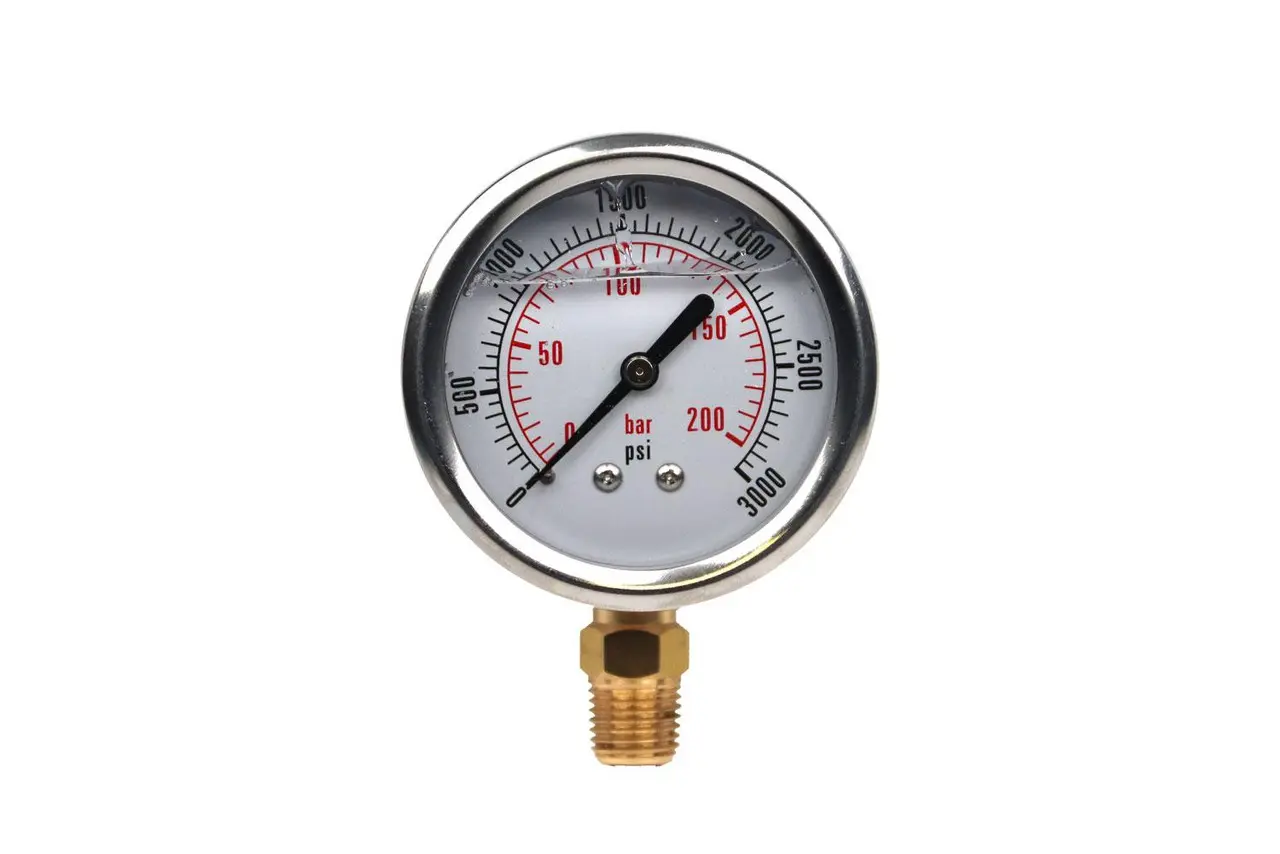 0-5000 PSI 1/4" NPT BOTTOM MOUNT 2-1/2" SS GLY FILLED PRESSURE GAGE