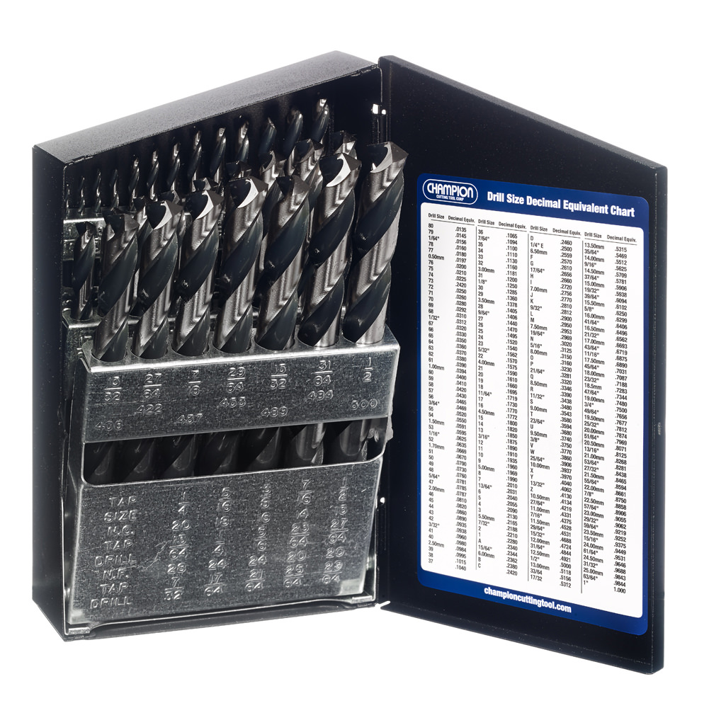 XL5 Champion Brute XL5 29 Pc. Jobber Drill Set Heavy Duty, 1/16-1/2 x 64ths
