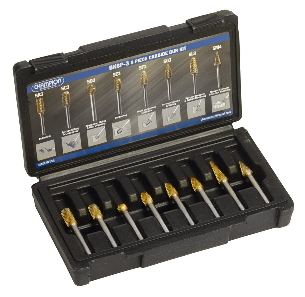 [CHP-BK8P-3] 3 Champion High Performance Bur Kit SA3, SC3, SD3, SE3, SF3, SG3, SL3, SM4