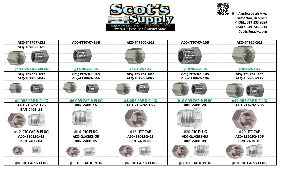 ORS AND JIC CAPS AND PLUGS #4 TO #20