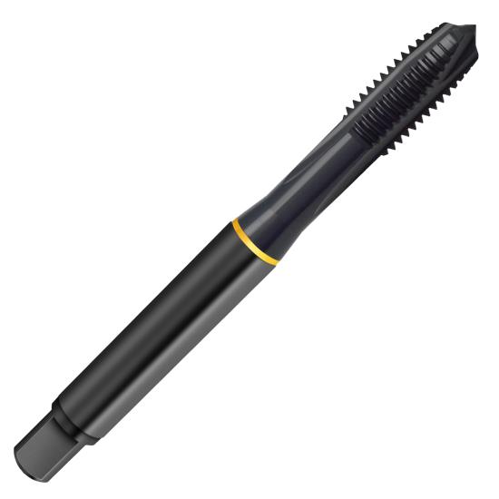 #10-24 H3 Guhring PowerTap Spiral Point Plug ANSI Standard Small Shank Tap, HSS-E (Cobalt), H3, Steam Oxide Finish