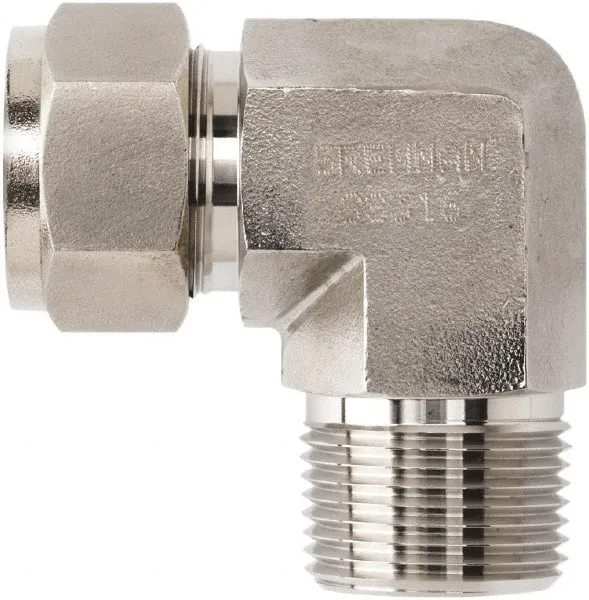 STAINLESS 1/4 COMPRESSION 1/4MNPT 90°
