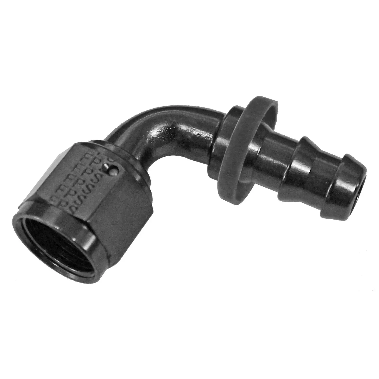 -8 AN -8 BARB 90 DEGREE BLACK ALUMINUM