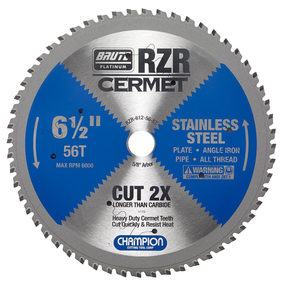 612-56-ST Champion Cermet Tipped Circular Saw Blade- Stainless Steel Cutting 6-1/2" Diameter, 56 Teeth