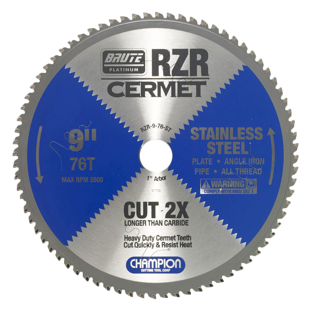 9-76-ST Champion Cermet Tipped Circular Saw Blade- Stainless Steel Cutting 9" Diameter, 76 Teeth
