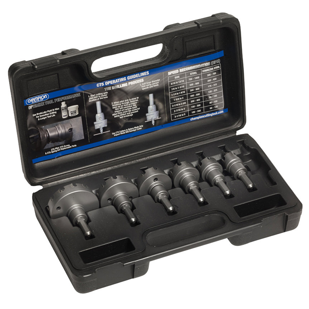 CONDUIT-1 Champion 7 Pc. Carbide Tipped Hole Cutter Set (3/16" DOC) Electrical Sizes: 7/8 to 2-1/2"