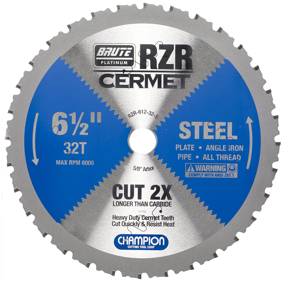 612-32-S Champion Cermet Tipped Circular Saw Blade- Steel Cutting 6-1/2" Diameter, 32 Teeth