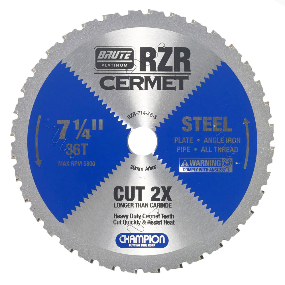 714-36-S Champion Cermet Tipped Circular Saw Blade- Steel Cutting 7-1/4" Diameter, 36 Teeth