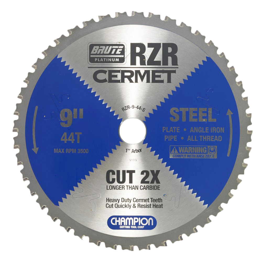 9-44-S Champion Cermet Tipped Circular Saw Blade- Steel Cutting 9" Diameter, 44 Teeth
