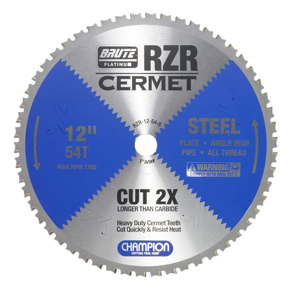 12-54-S Champion Cermet Tipped Circular Saw Blade- Steel Cutting 12" Diameter, 54 Teeth