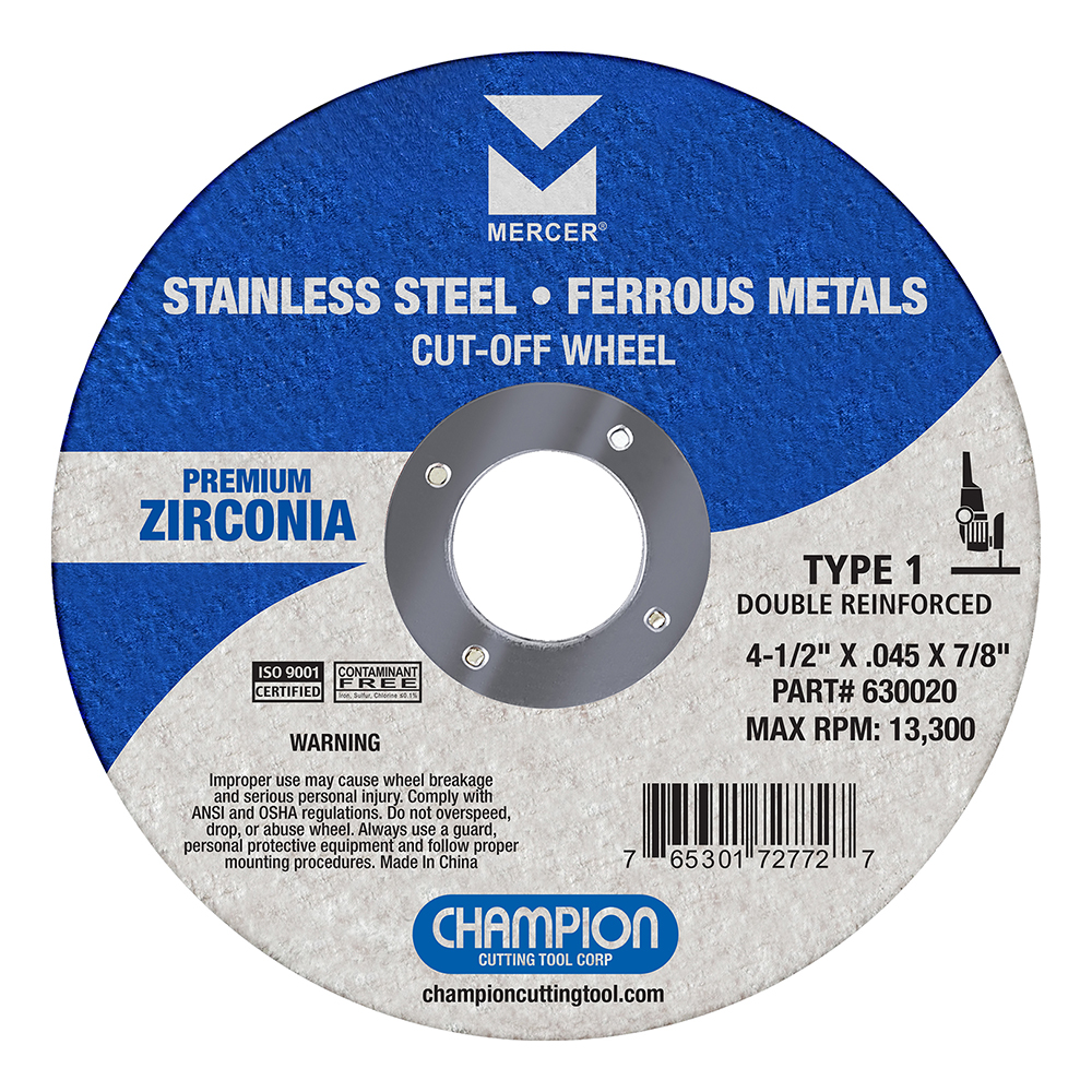4-1/2"  x .045 x 7/8" Type 1 Metal Cut-Off Wheel Stainless Steel, Ferrous Metals
