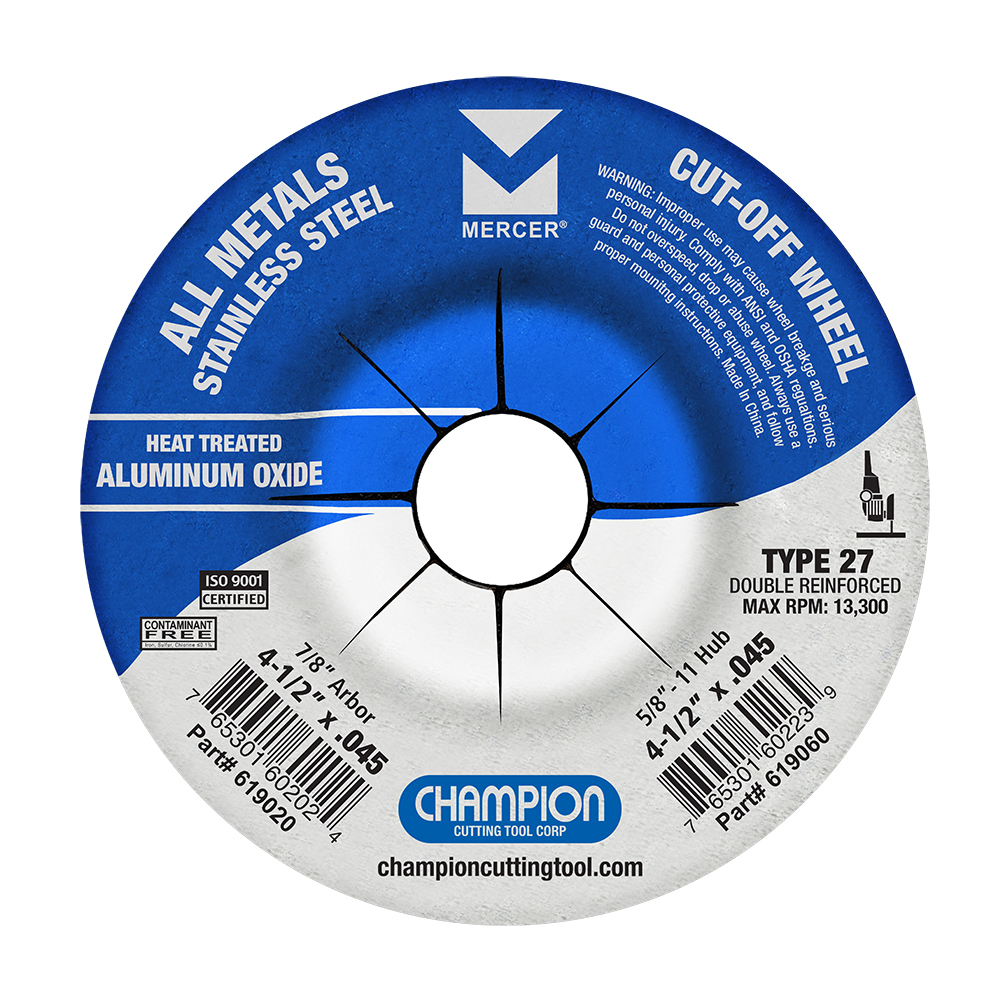 4-1/2"  x .045 x 7/8" Type 27 Metal Cut-Off Wheel Ferrous Metals, Stainless Steel