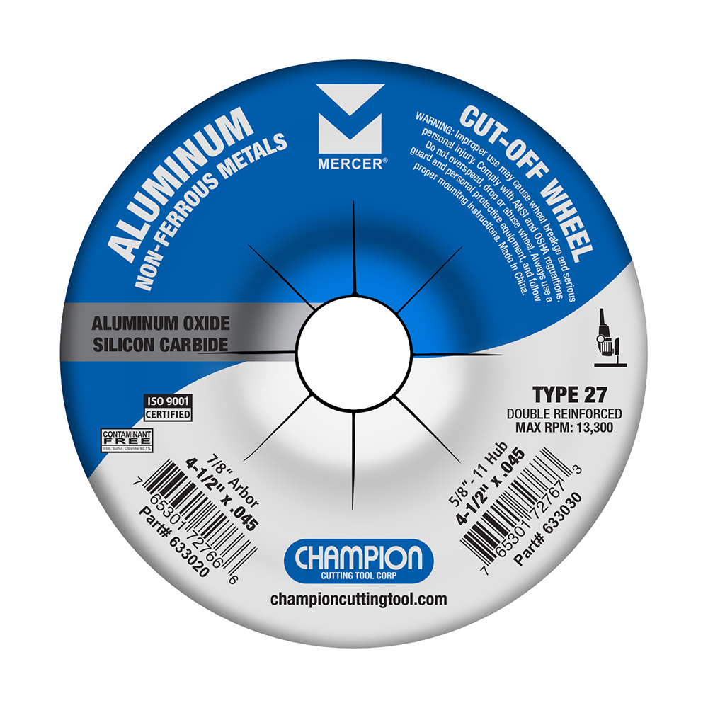 4-1/2"  x .045 x 7/8" Type 1 Aluminum Cut-Off Wheel For Aluminum Cutting