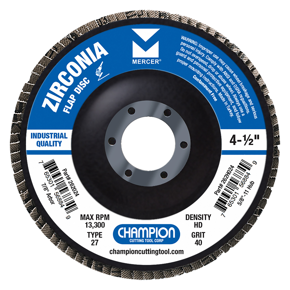 4-1/2" x 7/8" Zirconia Flap Disc T27 24 Grit High Density
