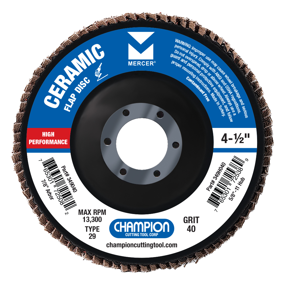 4-1/2" x 7/8" Ceramic Flap Disc T29 40 Grit