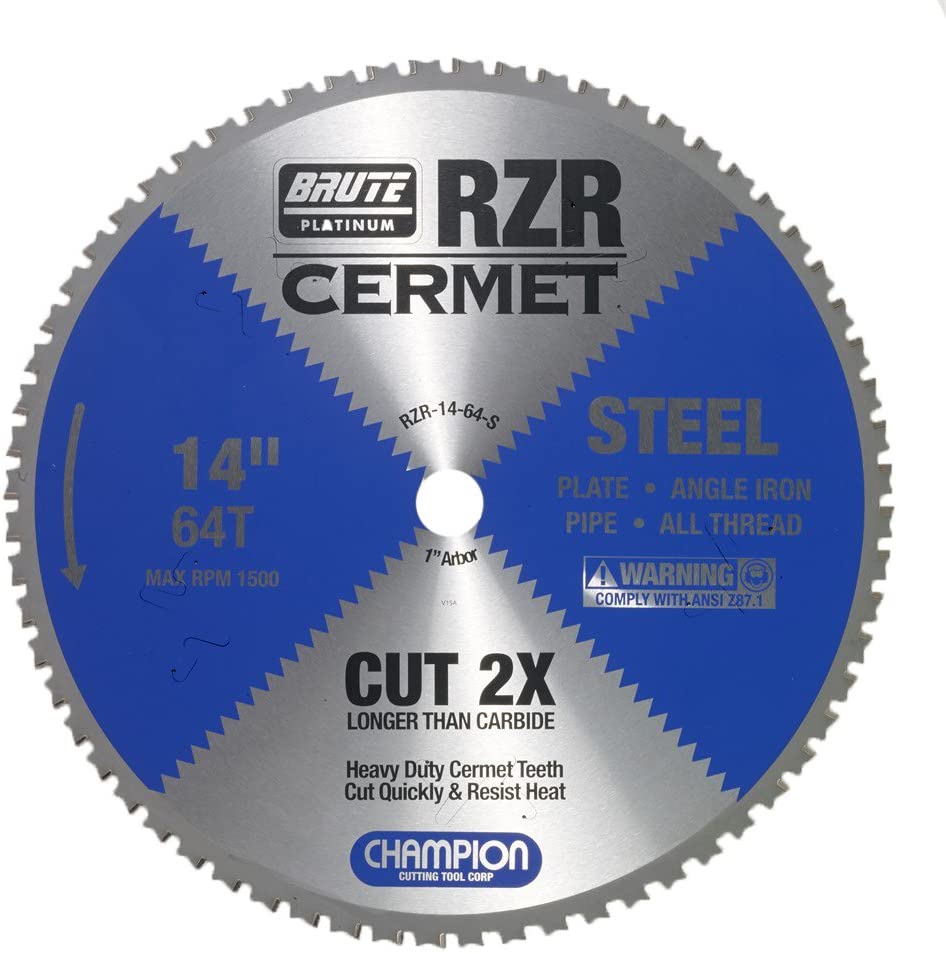 14-64-S Champion Cermet Tipped Circular Saw Blade- Steel Cutting 14" Diameter, 64 Teeth
