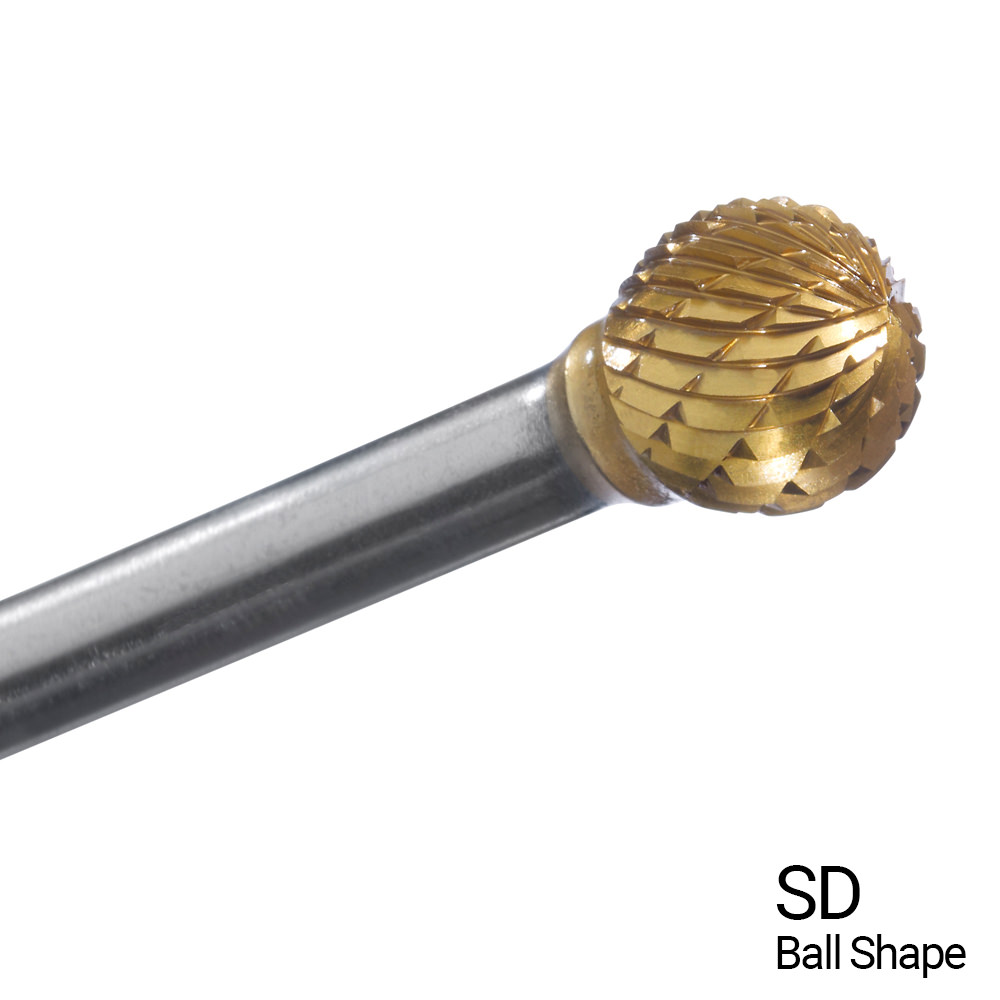 Champion Double Cut TiN Coated Carbide Bur High Performance, Ferrous Metals