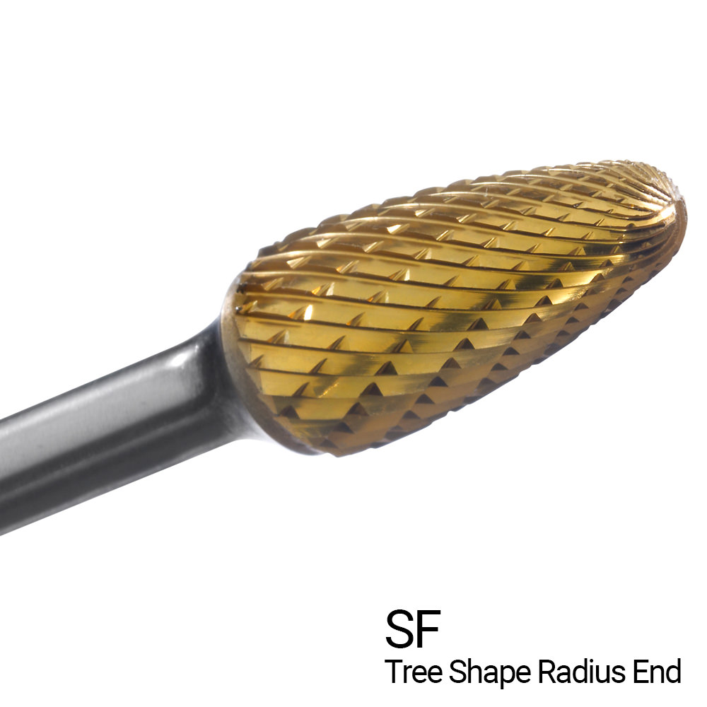 Champion Double Cut TiN Coated Carbide Bur High Performance, Ferrous Metals