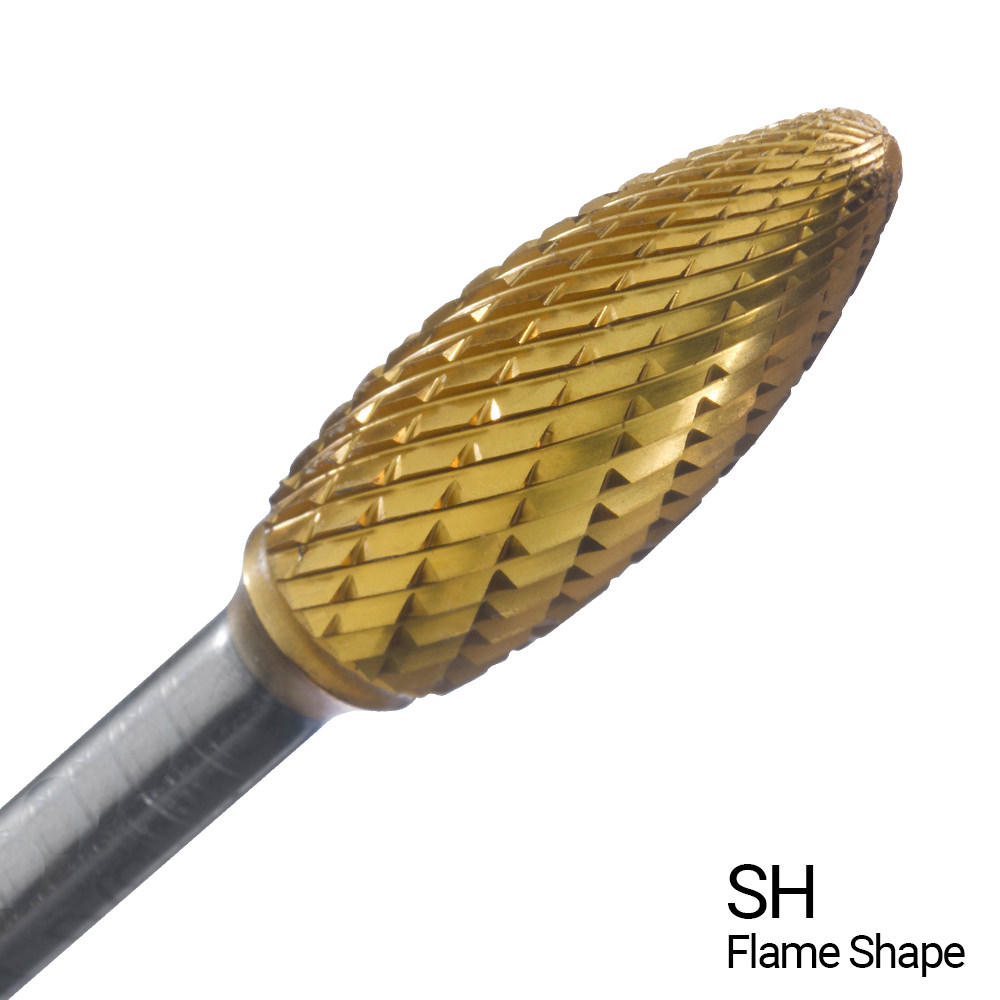 Champion Double Cut TiN Coated Carbide Bur High Performance, Ferrous Metals
